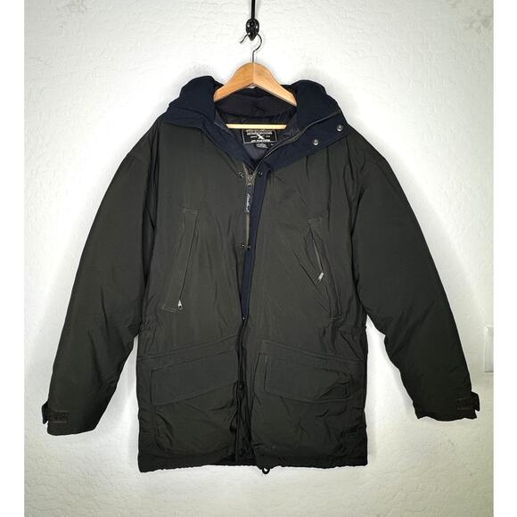 Eddie Bauer Coat Men's Size Small Green Goose down Winter Hooded Jacket  Zipper - Picture 1 of 12